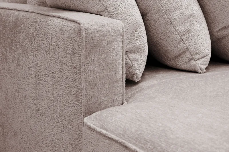 Rossita 5-istuttava Oikeakätinen U-muotoinen Syvä Sohva Divaanilla ja Leponurkkauksella Chenillestä - Harmaa / Ruskea - Huonekalut - Sohva - Divaanisohva