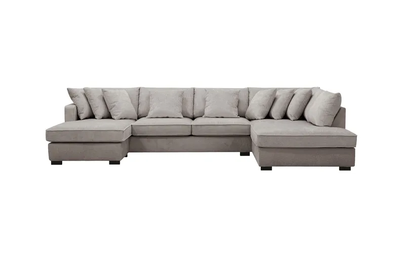 Rossita 5-istuttava Oikeakätinen U-muotoinen Syvä Sohva Divaanilla ja Leponurkkauksella Chenillestä - Harmaa / Ruskea - Huonekalut - Sohva - Divaanisohva