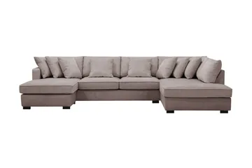 Rossita 5-istuttava Oikeakätinen U-muotoinen Syvä Sohva Divaanilla ja Leponurkkauksella Chenillestä