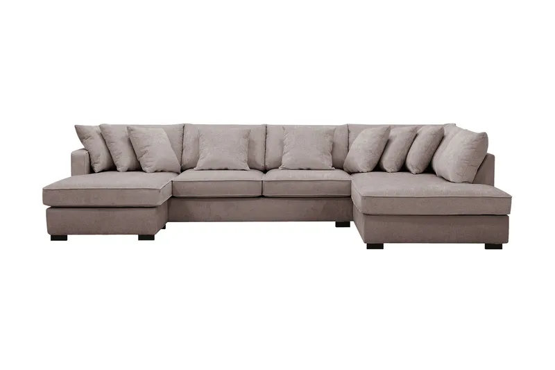 Rossita 5-istuttava Oikeakätinen U-muotoinen Syvä Sohva Divaanilla ja Leponurkkauksella Chenillestä - Harmaa / Ruskea - Huonekalut - Sohva - Divaanisohva