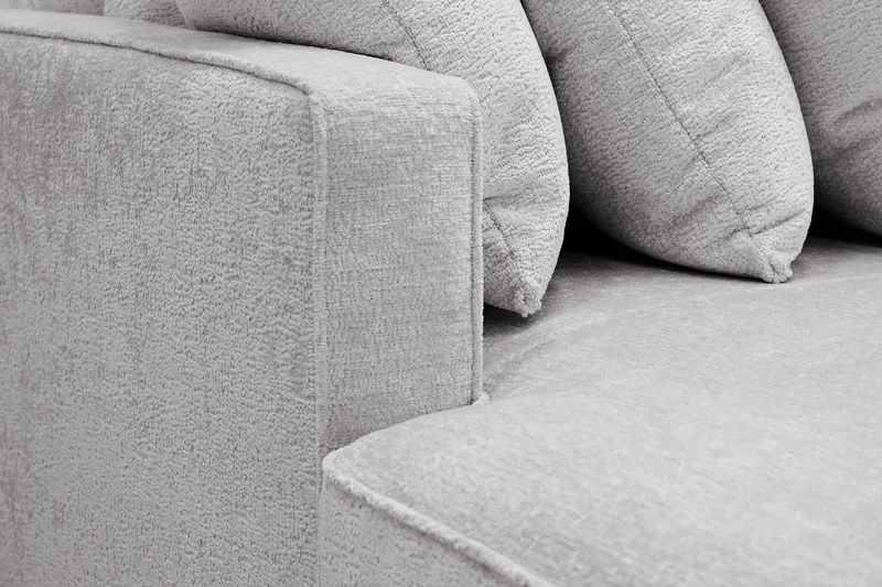 Rossita 5-istuttava Oikeakätinen U-muotoinen Syvä Sohva Divaanilla ja Leponurkkauksella Chenillestä - Harmaa - Huonekalut - Sohva - Divaanisohva