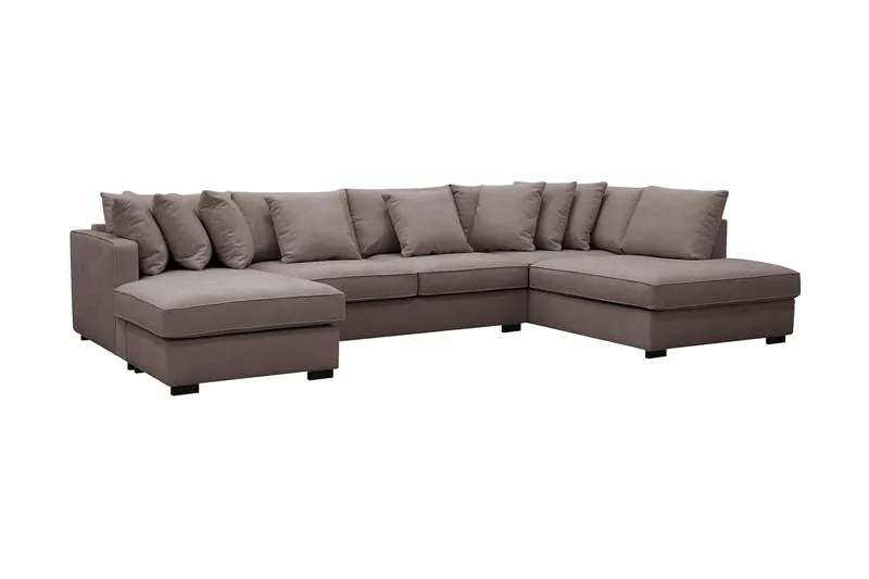 Rossita 5-istuttava Oikeakätinen U-muotoinen Syvä Sohva Divaanilla ja Leponurkkauksella Kankaasta - Ruskea - Huonekalut - Sohva - Divaanisohva