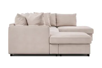 Rossita 5-istuttava Oikeakätinen U-muotoinen Syvä Sohva Divaanilla ja Leponurkkauksella Sametti - Beige - Huonekalut - Sohva - Divaanisohva