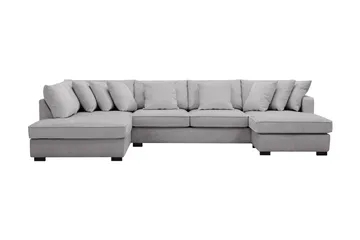 Rossita 5-istuttava Vasenkätinen U-muotoinen Syvä Sohva Divaanilla ja Leponurkkauksella Chenillestä