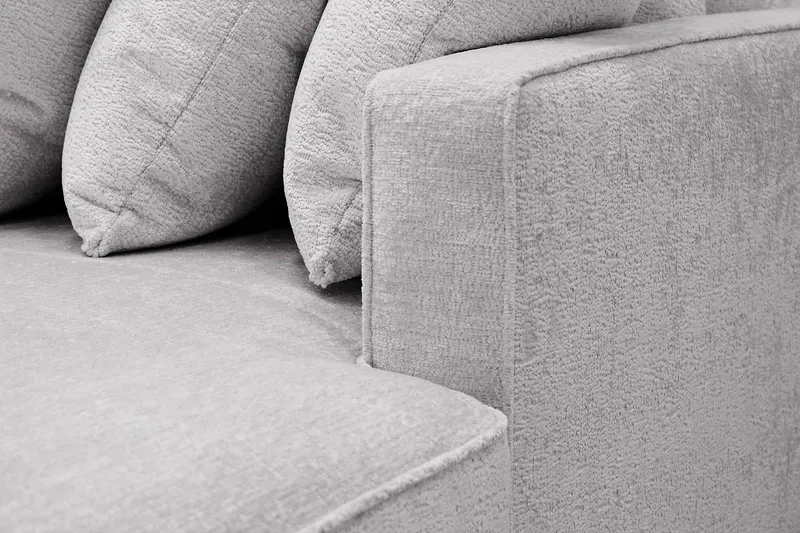 Rossita 5-istuttava Vasenkätinen U-muotoinen Syvä Sohva Divaanilla ja Leponurkkauksella Chenillestä - Harmaa - Huonekalut - Sohva - Divaanisohva