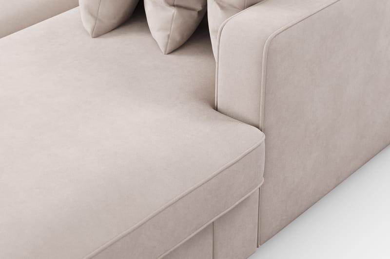 Rossita 5-istuttava Vasenkätinen U-muotoinen Syvä Sohva Divaanilla ja Leponurkkauksella Sametti - Beige - Huonekalut - Sohva - Divaanisohva