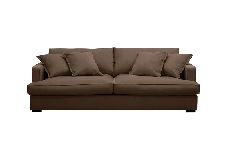 Rossita Lyx 2,5-istuttava Extra syvä Sohva Vakosametilla - Tummanruskea - Huonekalut - Sohva - 3:n istuttava sohva