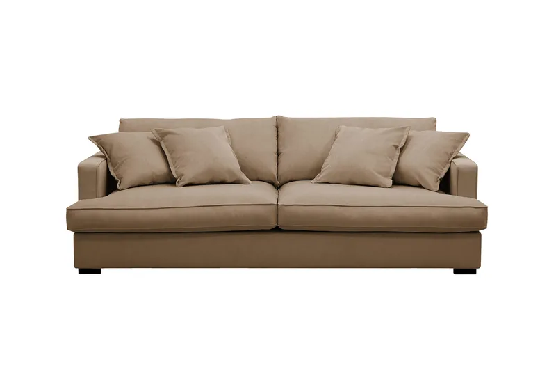 Rossita Lyx 2,5-istuttava Extra syvä Sohva Vakosametilla - Vaaleanruskea - Huonekalut - Sohva - 3:n istuttava sohva