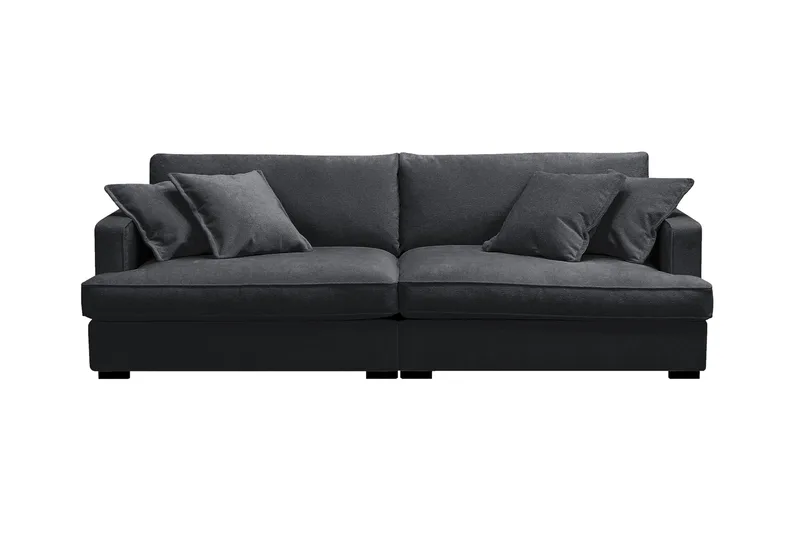 Rossita Lyx 3-istuttava Extra syvä Sohva Chenille-kankaalla, Trenza 01, Musta Chenille