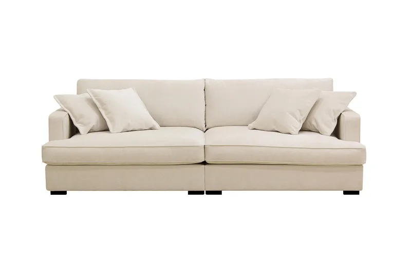 Rossita Lyx 3-istuttava Extra syvä Sohva Chenille-kankaalla, Trenza 06, Beige Chenille