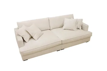 Rossita Lyx 3-istuttava Extra syvä Sohva Chenille-kankaalla - Trenza 06, Beige Chenille - Huonekalut - Sohva - 3:n istuttava sohva