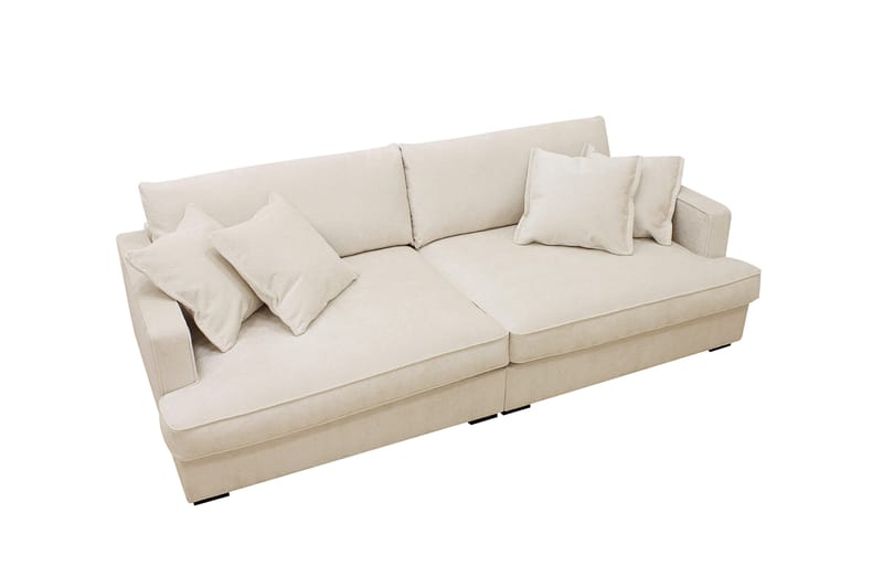 Rossita Lyx 3-istuttava Extra syvä Sohva Chenille-kankaalla - Trenza 06, Beige Chenille - Huonekalut - Sohva - 3:n istuttava sohva