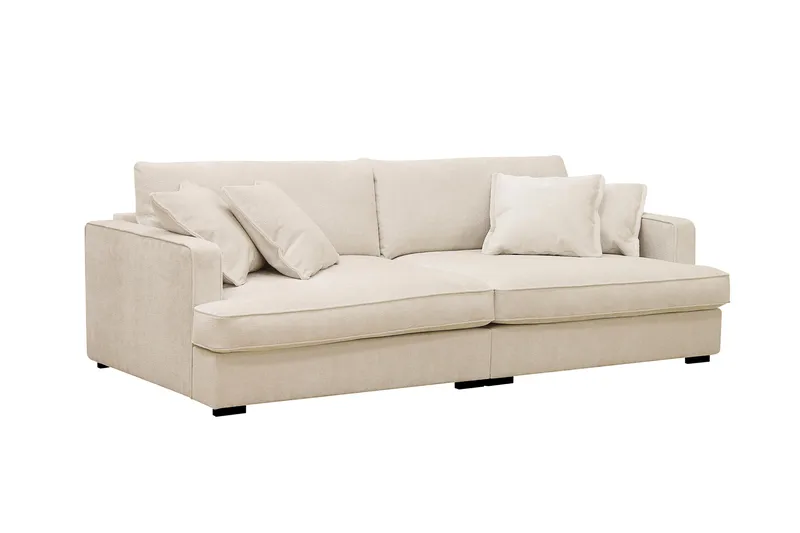 Rossita Lyx 3-istuttava Extra syvä Sohva Chenille-kankaalla - Trenza 06, Beige Chenille - Huonekalut - Sohva - 3:n istuttava sohva