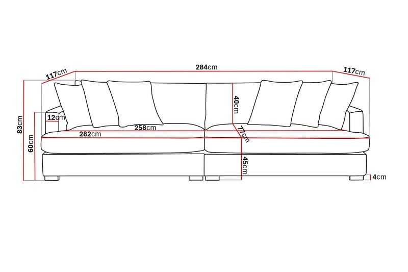 Rossita Lyx 4-istuttava Erittäin syvä Manchester-sohva - Offwhite Manchester - Huonekalut - Sohva - 4:n istuttava sohva