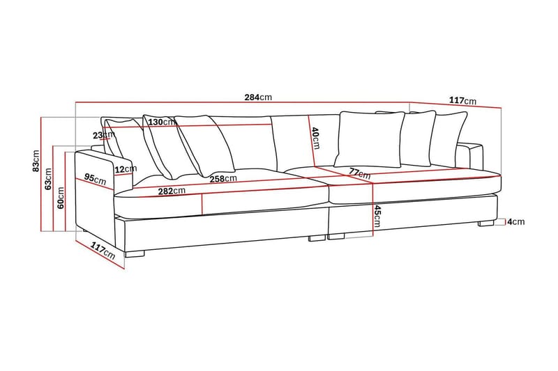 Rossita Lyx 4-istuttava Erittäin Syvä Sohva Chenillestä - Beige - Huonekalut - Sohva - 4:n istuttava sohva