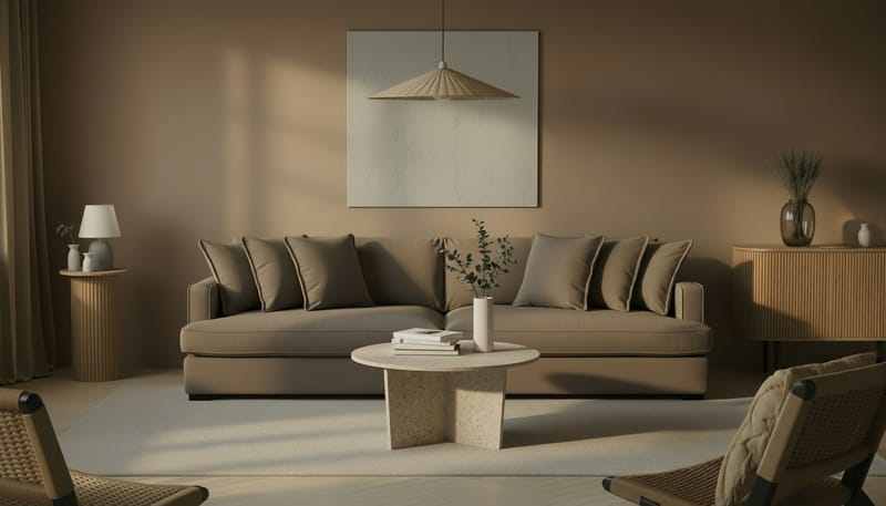 Rossita Lyx 4-istuttava Erittäin Syvä Sohva Kankaasta - Ruskea - Huonekalut - Sohva - 4:n istuttava sohva