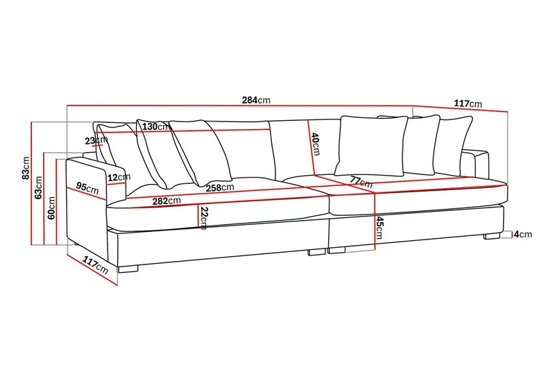 Rossita Lyx 4-istuttava Erittäin Syvä Sohva Sametti - Beige - Huonekalut - Sohva - 4:n istuttava sohva