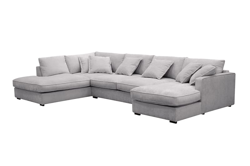 Rossita Lyx 5-istuttava Oikeakätinen U-muotoinen Extra syvä Sohva Divaanilla ja Lepotuoliosalla Chenille-kankaalla - Harmaa - Huonekalut - Sohva - Divaanisohva
