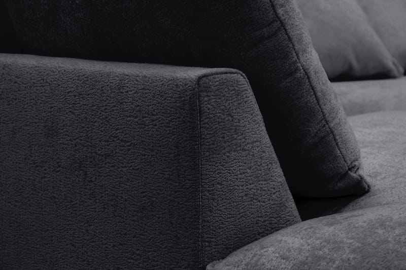 Rossita Lyx 5-istuttava Oikeakätinen U-muotoinen Extra syvä Sohva Divaanilla ja Lepotuoliosalla Chenille-kankaalla - Musta - Huonekalut - Sohva - Divaanisohva