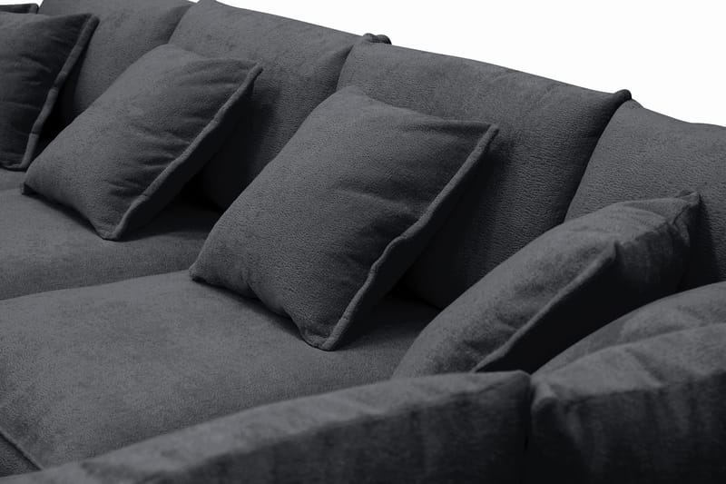 Rossita Lyx 5-istuttava Oikeakätinen U-muotoinen Extra syvä Sohva Divaanilla ja Lepotuoliosalla Chenille-kankaalla - Musta - Huonekalut - Sohva - Divaanisohva