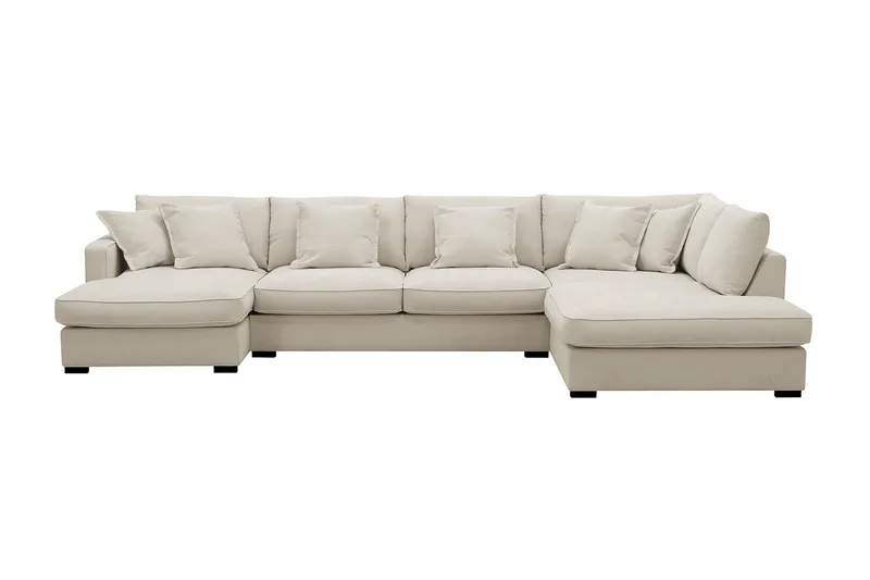 Rossita Lyx 5-istuttava Oikeakätinen U-muotoinen Extra syvä Sohva Divaanilla ja Lepotuoliosalla Kankaalla, Beige