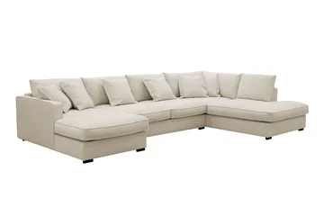 Rossita Lyx 5-istuttava Oikeakätinen U-muotoinen Extra syvä Sohva Divaanilla ja Lepotuoliosalla Kankaalla - Beige - Huonekalut - Sohva - Divaanisohva
