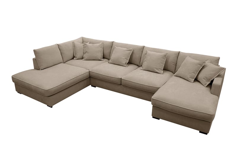 Rossita Lyx 5-istuttava Oikeakätinen U-muotoinen Extra syvä Sohva Divaanilla ja Lepotuoliosalla Kankaalla - Ruskea - Huonekalut - Sohva - Divaanisohva