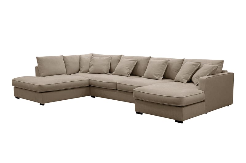 Rossita Lyx 5-istuttava Oikeakätinen U-muotoinen Extra syvä Sohva Divaanilla ja Lepotuoliosalla Kankaalla - Ruskea - Huonekalut - Sohva - Divaanisohva