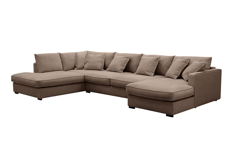 Rossita Lyx 5-istuttava Oikeakätinen U-muotoinen Extra syvä Sohva Divaanilla ja Lepotuoliosalla Kankaalla - Tummanruskea - Huonekalut - Sohva - Divaanisohva