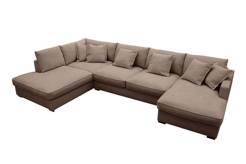 Rossita Lyx 5-istuttava Oikeakätinen U-muotoinen Extra syvä Sohva Divaanilla ja Lepotuoliosalla Kankaalla - Tummanruskea - Huonekalut - Sohva - Divaanisohva