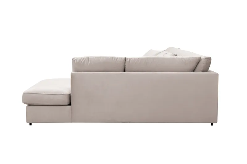 Rossita Lyx 5-istuttava Oikeakätinen U-muotoinen Extra syvä Sohva Divaanilla ja Lepotuoliosalla Sametilla - Beige - Huonekalut - Sohva - Divaanisohva