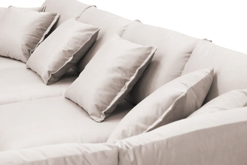 Rossita Lyx 5-istuttava Oikeakätinen U-muotoinen Extra syvä Sohva Divaanilla ja Lepotuoliosalla Sametilla - Beige - Huonekalut - Sohva - Divaanisohva