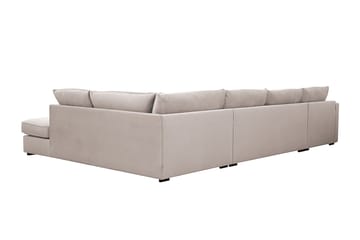 Rossita Lyx 5-istuttava Oikeakätinen U-muotoinen Extra syvä Sohva Divaanilla ja Lepotuoliosalla Sametilla - Beige - Huonekalut - Sohva - Divaanisohva