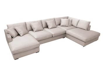 Rossita Lyx 5-istuttava Oikeakätinen U-muotoinen Extra syvä Sohva Divaanilla ja Lepotuoliosalla Sametilla - Beige - Huonekalut - Sohva - Divaanisohva