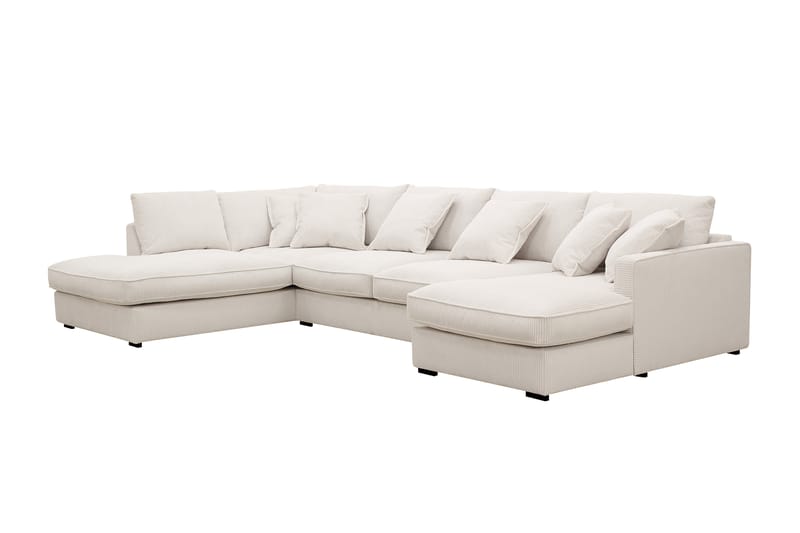 Rossita Lyx 5-istuttava Oikeakätinen U-muotoinen Extra syvä Sohva Divaanilla ja Lepotuoliosalla Vakosametilla - Luonnonvalkoinen - Huonekalut - Sohva - Divaanisohva