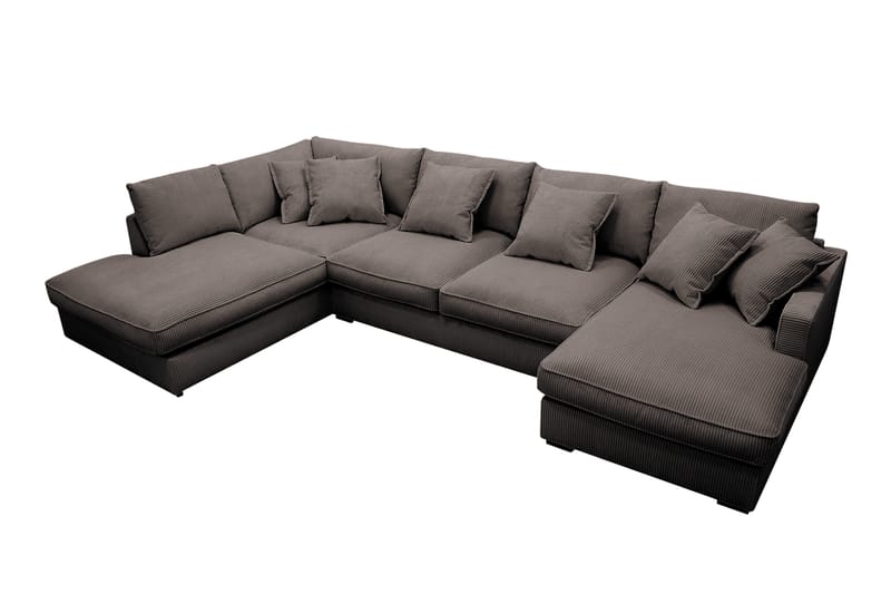 Rossita Lyx 5-istuttava Oikeakätinen U-muotoinen Extra syvä Sohva Divaanilla ja Lepotuoliosalla Vakosametilla - Ruskea - Huonekalut - Sohva - Divaanisohva