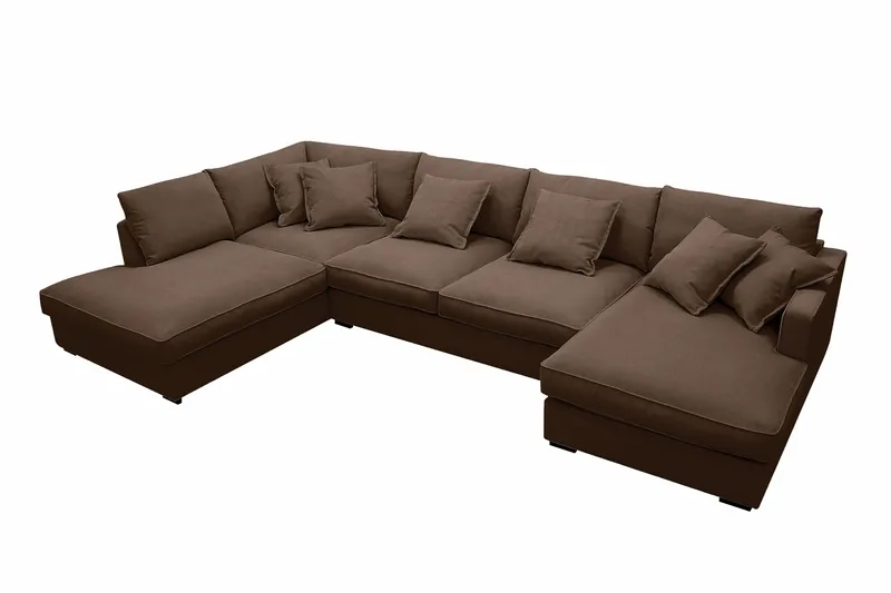 Rossita Lyx 5-istuttava Oikeakätinen U-muotoinen Extra syvä Sohva Divaanilla ja Lepotuoliosalla Vakosametilla - Tummanruskea - Huonekalut - Sohva - Divaanisohva