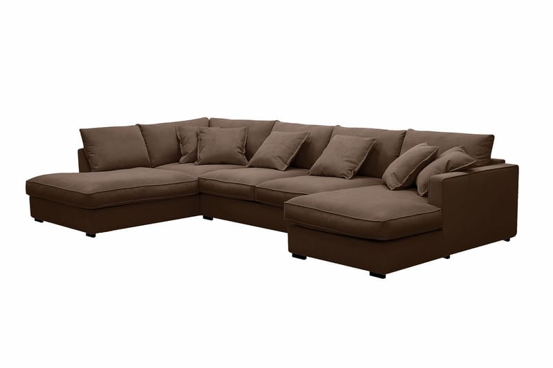 Rossita Lyx 5-istuttava Oikeakätinen U-muotoinen Extra syvä Sohva Divaanilla ja Lepotuoliosalla Vakosametilla - Tummanruskea - Huonekalut - Sohva - Divaanisohva
