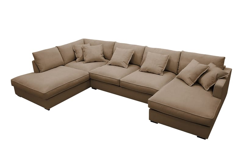 Rossita Lyx 5-istuttava Oikeakätinen U-muotoinen Extra syvä Sohva Divaanilla ja Lepotuoliosalla Vakosametilla - Vaaleanruskea - Huonekalut - Sohva - Divaanisohva