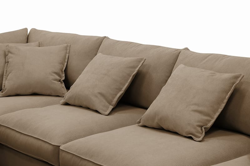 Rossita Lyx 5-istuttava Oikeakätinen U-muotoinen Extra syvä Sohva Divaanilla ja Lepotuoliosalla Vakosametilla - Vaaleanruskea - Huonekalut - Sohva - Divaanisohva