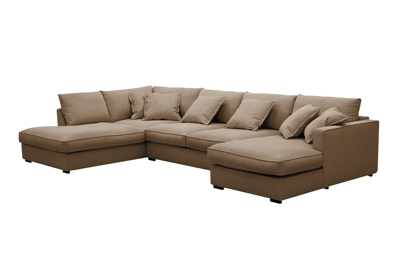 Rossita Lyx 5-istuttava Oikeakätinen U-muotoinen Extra syvä Sohva Divaanilla ja Lepotuoliosalla Vakosametilla - Vaaleanruskea - Huonekalut - Sohva - Divaanisohva