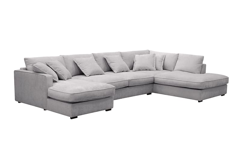Rossita Lyx 5-istuttava Vasenkätinen U-muotoinen Extra syvä Sohva Divaanilla ja Lepotuoliosalla Chenille-kankaalla - Harmaa - Huonekalut - Sohva - Divaanisohva