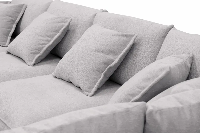 Rossita Lyx 5-istuttava Vasenkätinen U-muotoinen Extra syvä Sohva Divaanilla ja Lepotuoliosalla Chenille-kankaalla - Harmaa - Huonekalut - Sohva - Divaanisohva