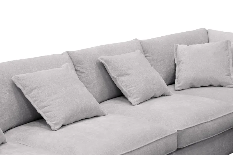 Rossita Lyx 5-istuttava Vasenkätinen U-muotoinen Extra syvä Sohva Divaanilla ja Lepotuoliosalla Chenille-kankaalla - Harmaa - Huonekalut - Sohva - Divaanisohva
