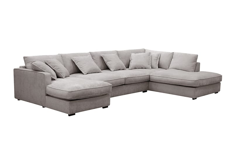 Rossita Lyx 5-istuttava Vasenkätinen U-muotoinen Extra syvä Sohva Divaanilla ja Lepotuoliosalla Chenille-kankaalla - Harmaa/Ruskea - Huonekalut - Sohva - Divaanisohva