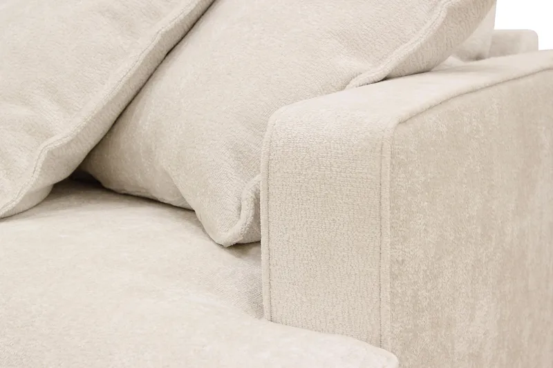 Rossita Lyx 5-istuttava Vasenkätinen U-muotoinen Extra syvä Sohva Divaanilla ja Lepotuoliosalla Chenille-kankaalla - Trenza 06, Beige Chenille - Huonekalut - Sohva - Divaanisohva
