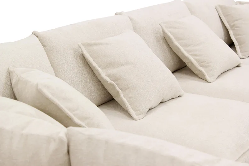 Rossita Lyx 5-istuttava Vasenkätinen U-muotoinen Extra syvä Sohva Divaanilla ja Lepotuoliosalla Chenille-kankaalla - Trenza 06, Beige Chenille - Huonekalut - Sohva - Divaanisohva