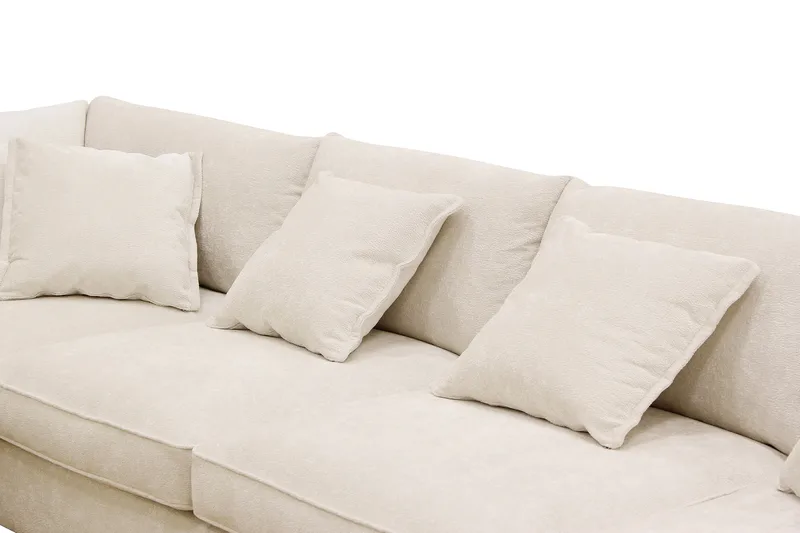 Rossita Lyx 5-istuttava Vasenkätinen U-muotoinen Extra syvä Sohva Divaanilla ja Lepotuoliosalla Chenille-kankaalla - Trenza 06, Beige Chenille - Huonekalut - Sohva - Divaanisohva