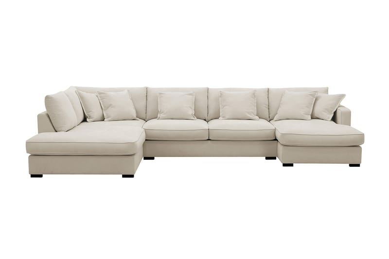 Rossita Lyx 5-istuttava Vasenkätinen U-muotoinen Extra syvä Sohva Divaanilla ja Lepotuoliosalla Kankaalla, Beige