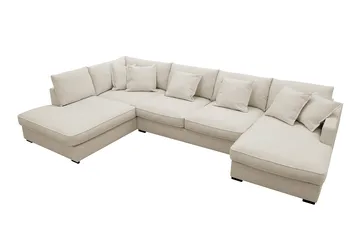 Rossita Lyx 5-istuttava Vasenkätinen U-muotoinen Extra syvä Sohva Divaanilla ja Lepotuoliosalla Kankaalla - Beige - Huonekalut - Sohva - Divaanisohva